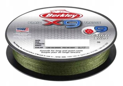 Plecionka Berkley X9 Braid 0,25mm 300m 27kg Lov vis Green